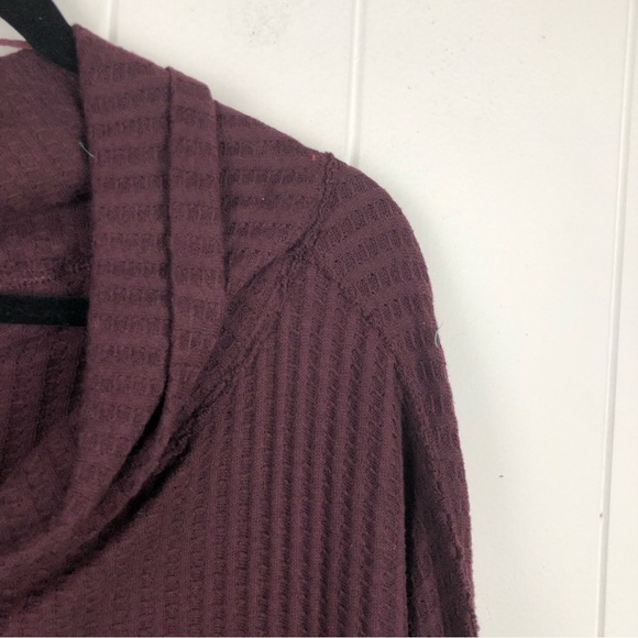 Free People Womens Juicy Waffle Knit Top Surplice Back Cowl Neck Small - Picture 5 of 10
